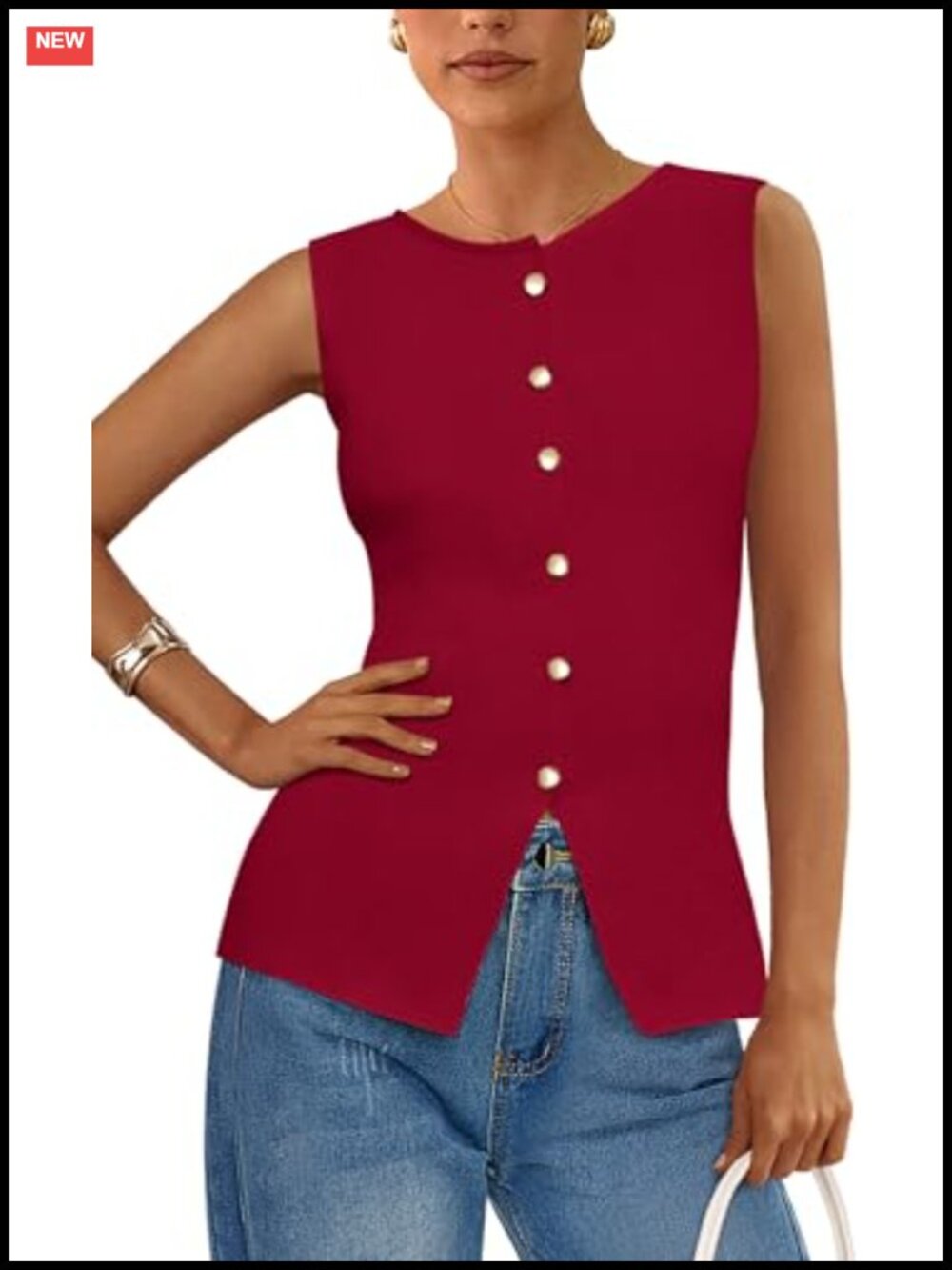 PRETTYGARDEN Womens Knit Sweater Vest Sleeveless Button Down Business Casual